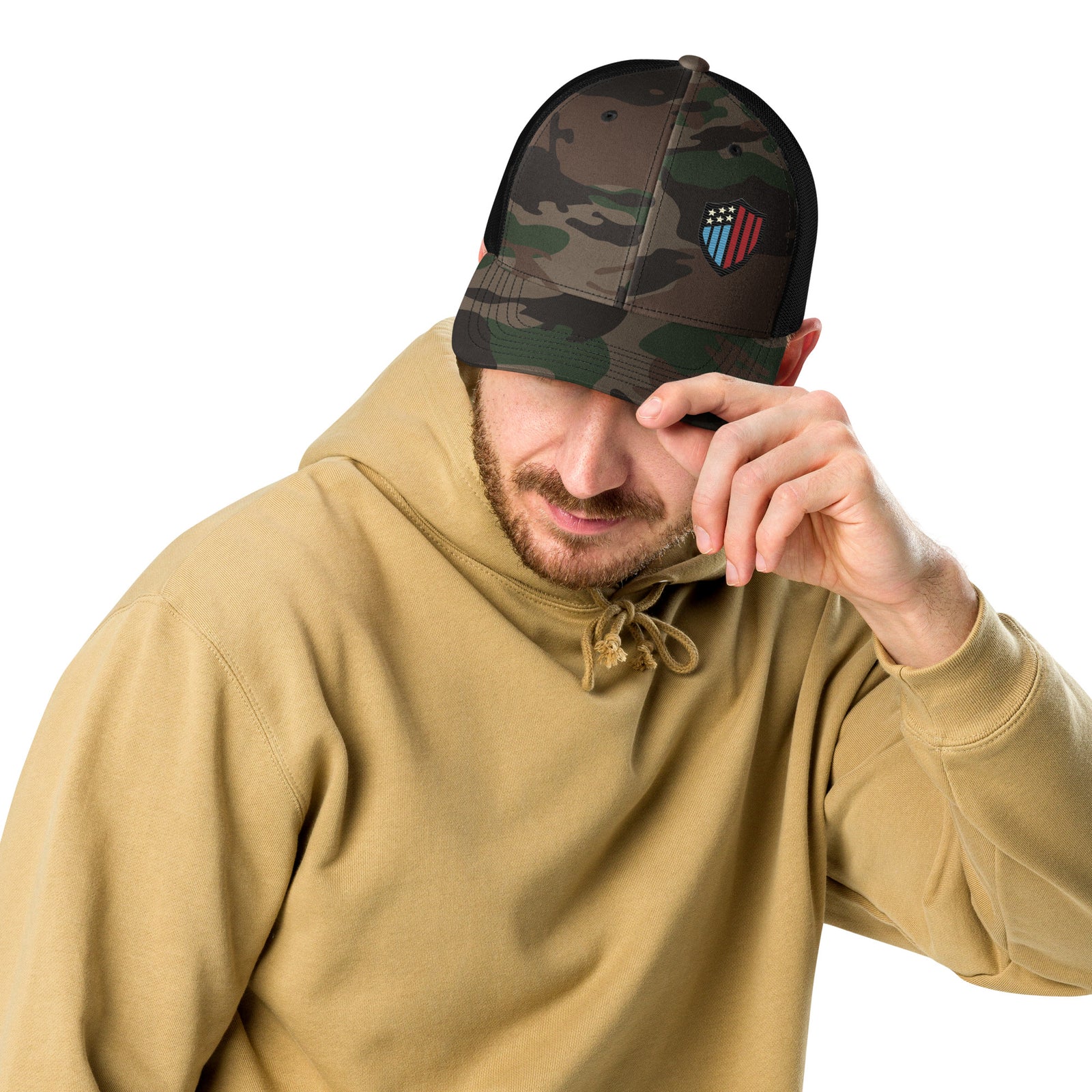 Justice Camouflage trucker hat